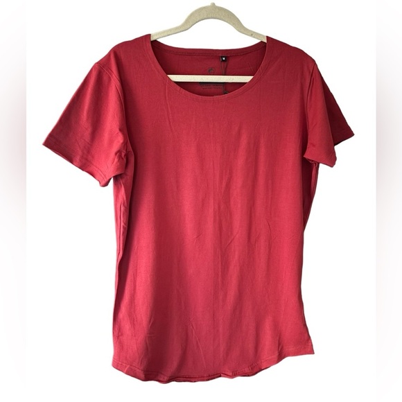 Alphalete cotton Blend Oversized tee Ruby Red burgundy Curved Hem Size M NEW - Picture 1 of 9